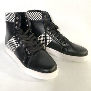 Black & White Checkered Hi-Top Sneakers Size  11 Mens